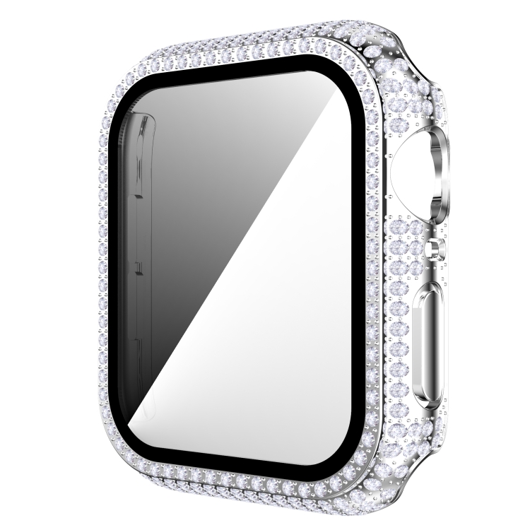 

Diamond PC + Tempered Glass Watch Case For Apple Watch Series 6&SE&5&4 40mm(Silver)