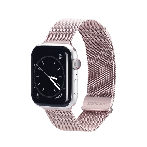 DUX DUCIS Milanese Watchband For Apple Watch Series 9&8&7 45mm / SE 3&SE 2&6&SE&5&4 44mm / 3&2&1 42mm(Pink) dux ducis milanese watchband for apple watch series 9