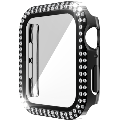 

Double-Row Diamond PC+Tempered Glass Watch Case For Apple Watch Series 6&SE&5&4 44mm(Black)