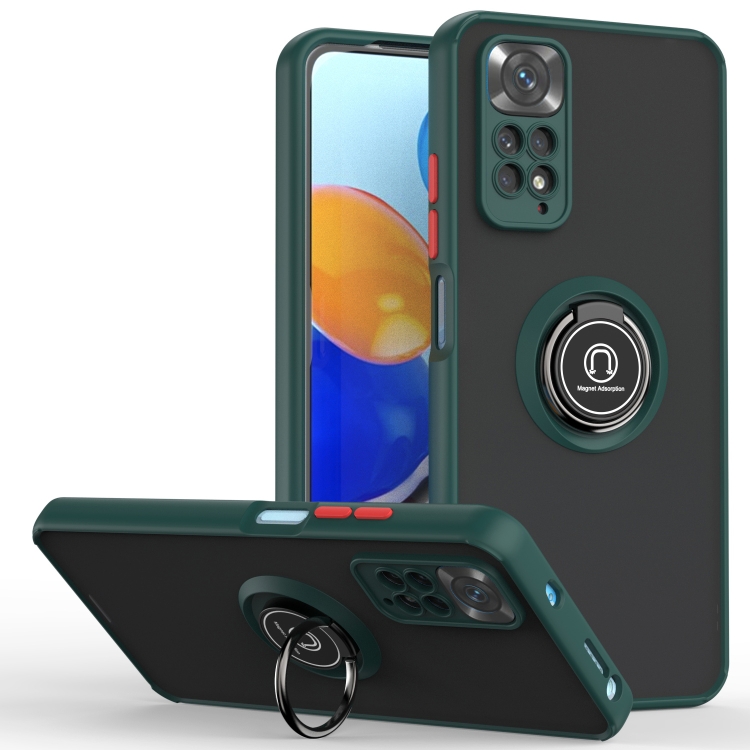 

For Xiaomi Redmi Note 11 Pro 4G / 5G Q Shadow 1 Series TPU + PC Phone Case with Ring Holder(Dark Green)