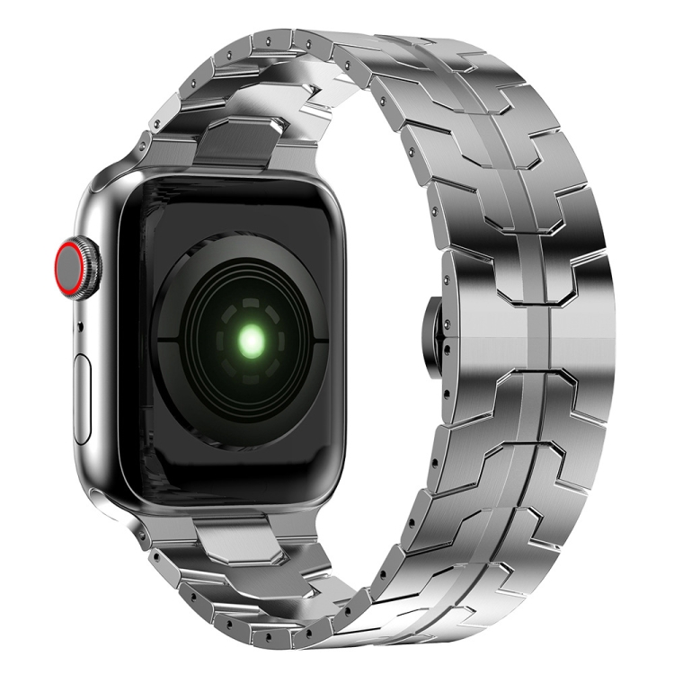 

Butterfly Buckle Metal Watch Band For Apple Watch Series 7 45mm / 6&SE&5&4 44mm / 3&2&1 42mm(Silver)