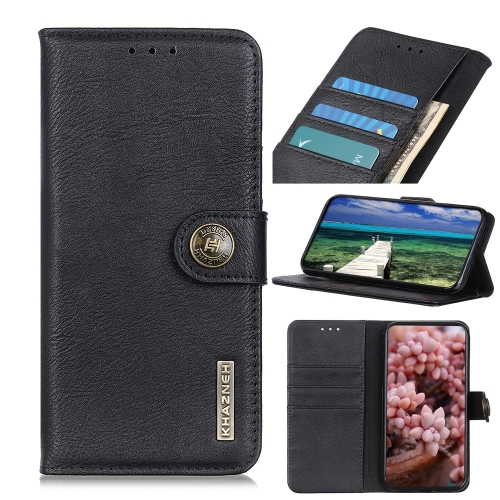 

For Realme GT Neo3 KHAZNEH Cowhide Texture Horizontal Flip Leather Phone Case(Black)