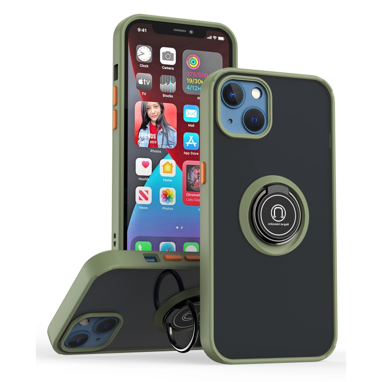 

Q Shadow 1 Series TPU + PC Phone Case with Ring Holder For iPhone 13(Green)
