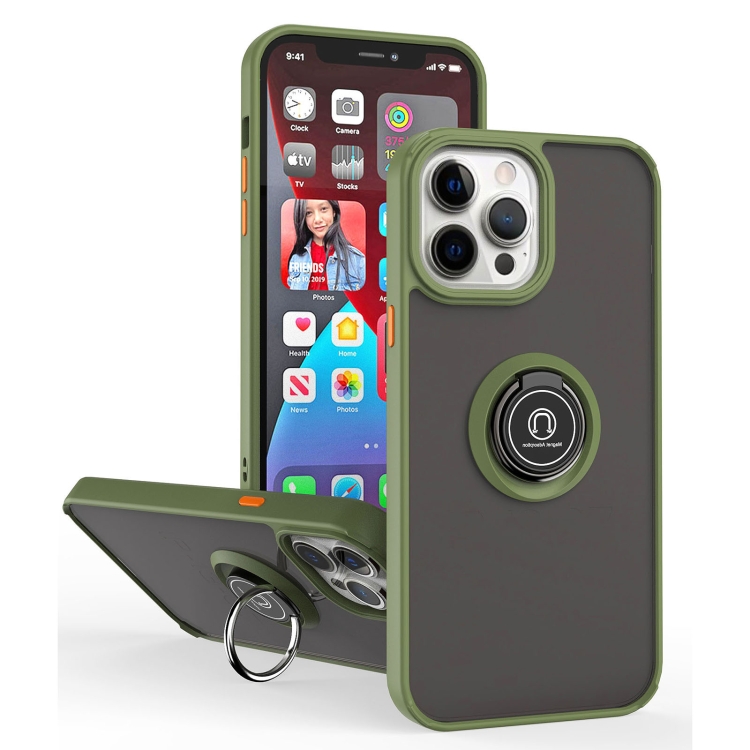 

For iPhone 13 Pro Max Q Shadow 1 Series TPU + PC Phone Case with Ring Holder (Green)