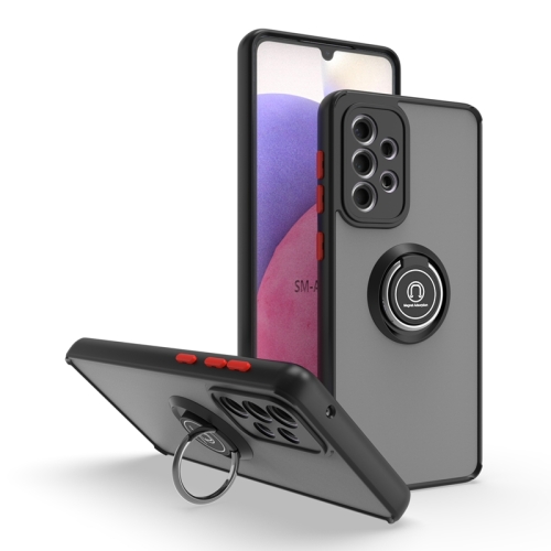 

For Samsung Galaxy A33 5G Q Shadow I Ring Kickstand PC and TPU Hybrid Phone Case(Black+Red)