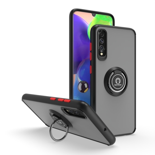 

For Samsung Galaxy A70 / A70s Q Shadow I Ring Kickstand PC and TPU Hybrid Phone Case(Black+Red)