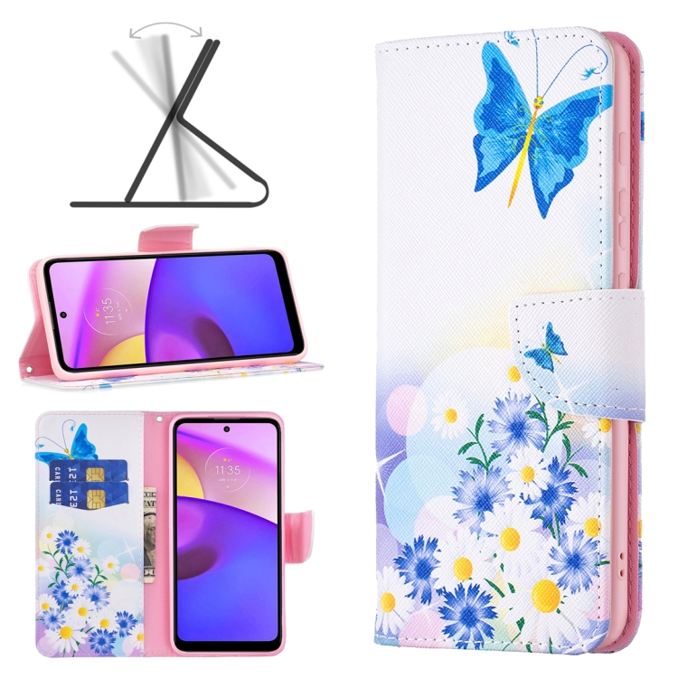 

For Motorola Moto E40 / E30 Colored Drawing Pattern Leather Phone Case(Butterfly Love)