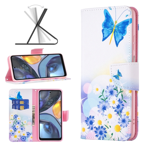 

For Motorola Moto G22 Colored Drawing Pattern Leather Phone Case(Butterfly Love)