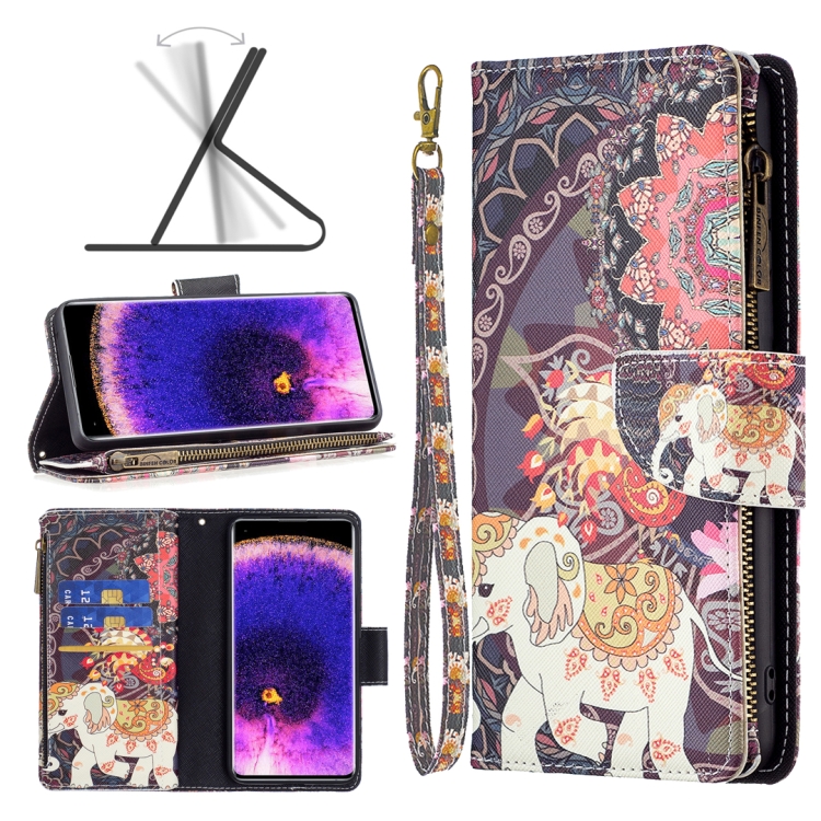

For OPPO Find X5 Colored Drawing Pattern Zipper Leather Phone Case(Flower Elephants)