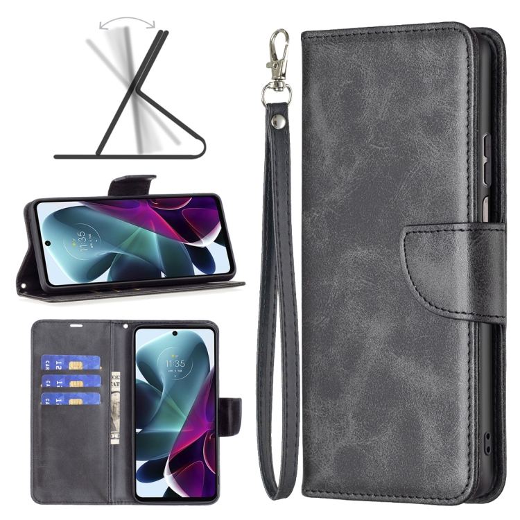 

For Motorola Moto G200 5G / Edge S30 5G Lambskin Texture Pure Color Leather Phone Case(Black)