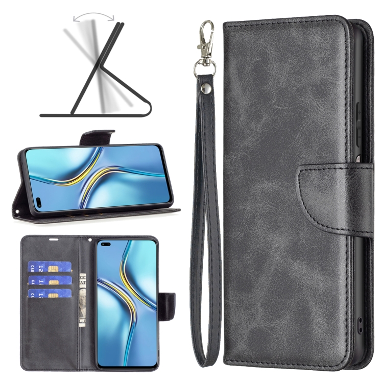 

For Honor X20 Lambskin Texture Pure Color Leather Phone Case(Black)