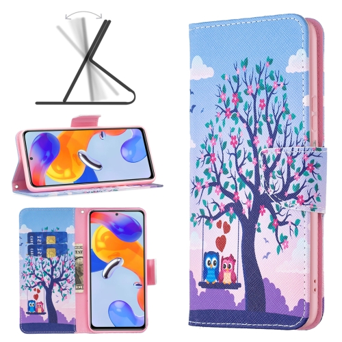 

For Xiaomi Redmi Note 11 Pro International Colored Drawing Leather Phone Case(Owl)