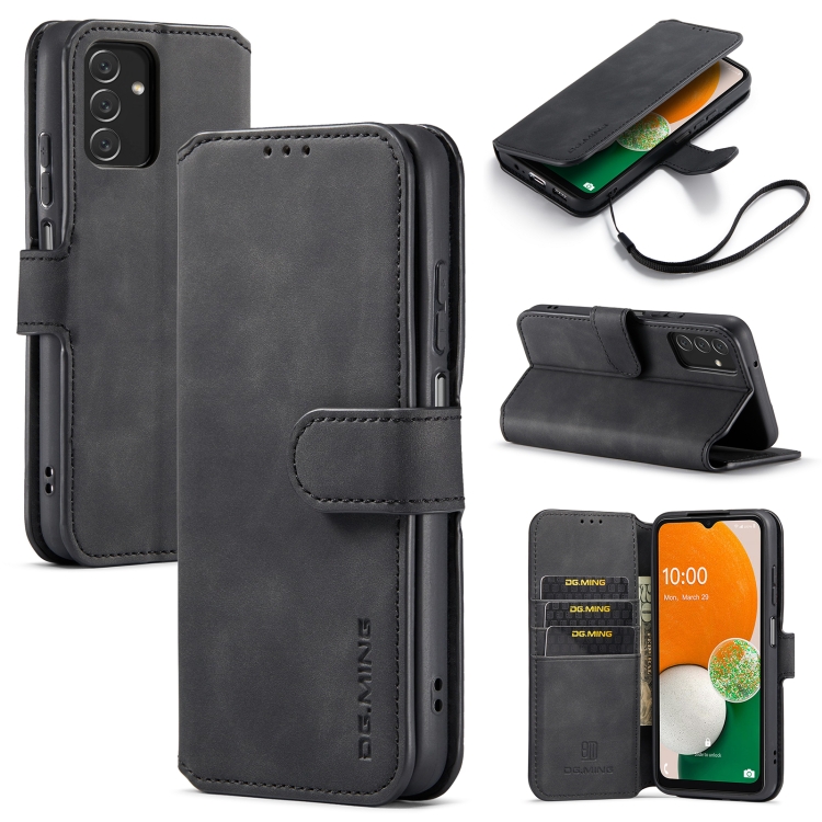 

For Samsung Galaxy A13 4G DG.MING Retro Oil Edge Flip Leather Phone Case(Black)