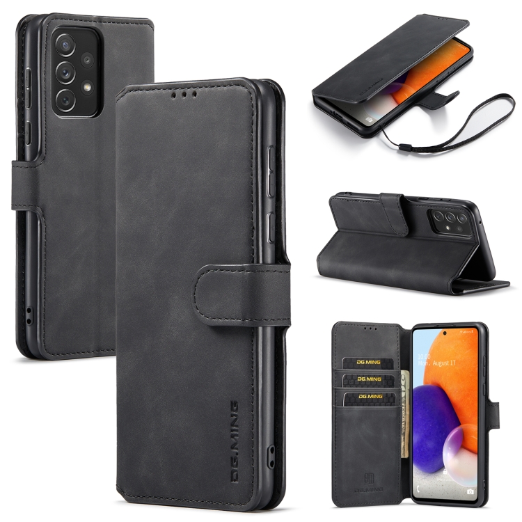 

For Samsung Galaxy A73 5G DG.MING Retro Oil Edge Flip Leather Phone Case(Black)
