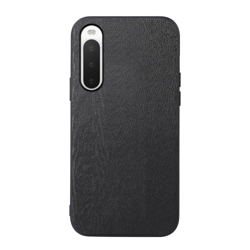 

For Sony Xperia 10 IV Wood Texture PU Phone Case(Black)