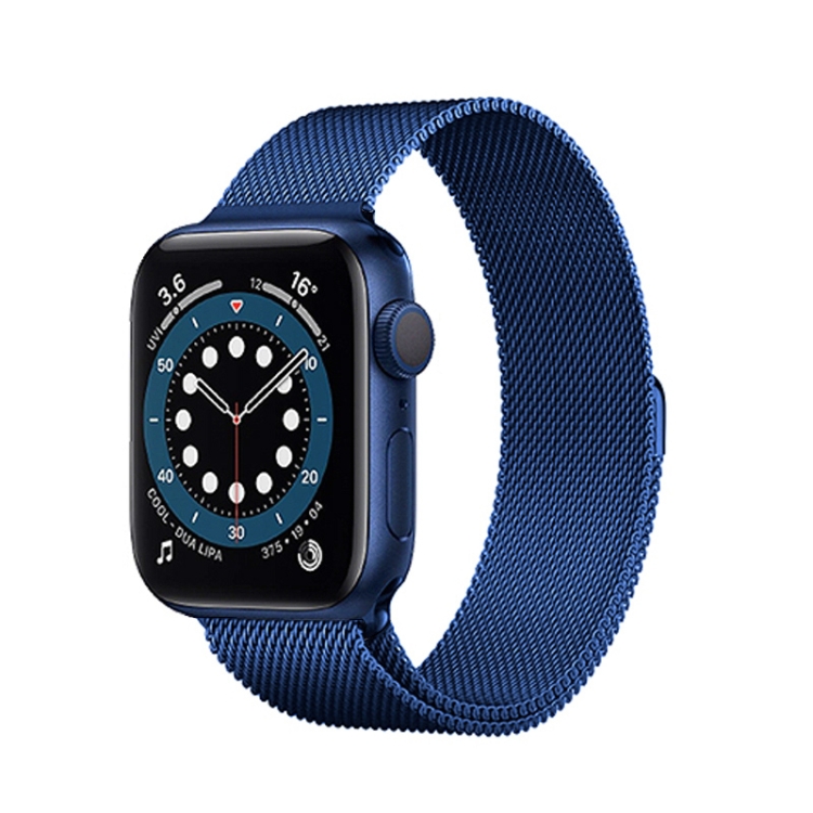 

For Apple Watch Series 7 45mm / 6 & SE & 5 & 4 44mm / 3 & 2 & 1 42mm Mutural Milanese Stainless Steel Watch Band（Blue）