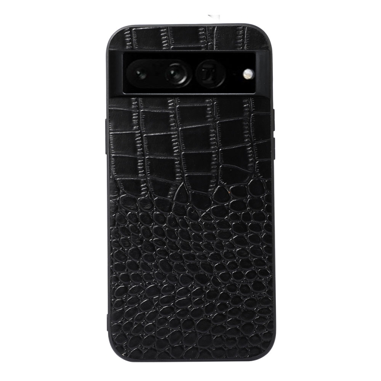

For Google Pixel 7 Pro 5G Crocodile Top Layer Cowhide Leather Phone Case(Black)