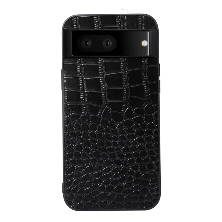 

For Google Pixel 7 5G Crocodile Top Layer Cowhide Leather Phone Case(Black)
