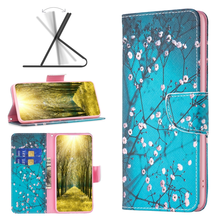 

For Xiaomi Redmi 10 5G / Note 11E Colored Drawing Pattern Leather Phone Case(Plum Blossom)