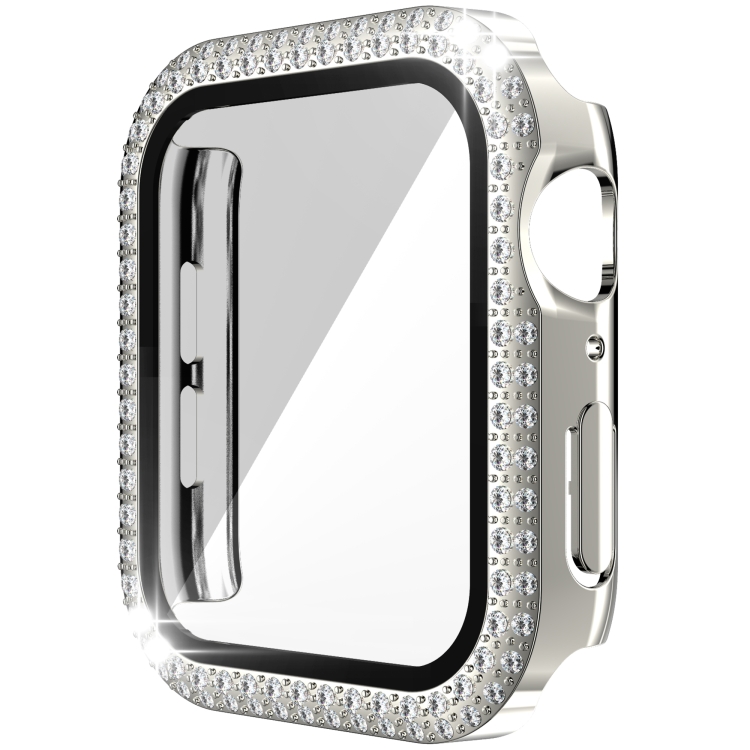 

Double-Row Diamond PC+Tempered Glass Watch Case For Apple Watch Series 3&2&1 38mm(Silver)