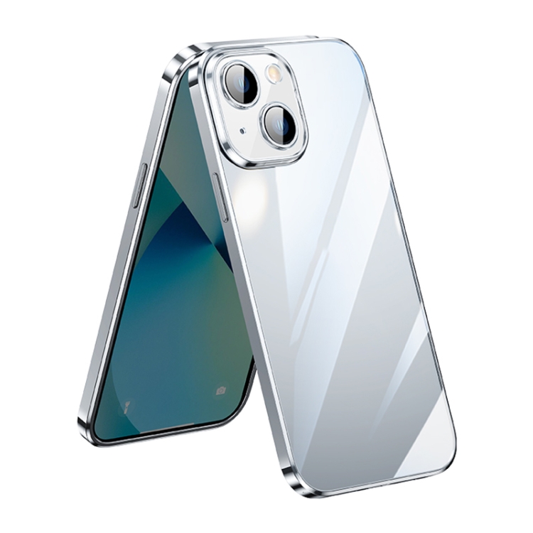 

SULADA Lens Protector Plated Clear Case For iPhone 13(Silver)