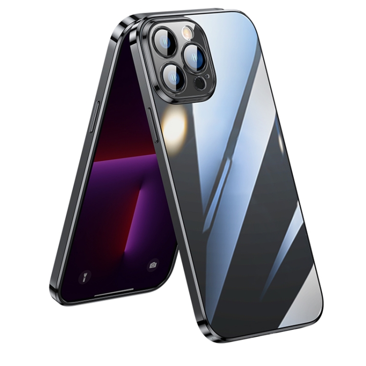 

For iPhone 12 Pro SULADA Lens Protector Plated Clear Case(Black)