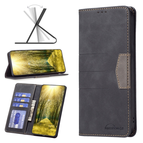 

For OPPO Realme GT Neo3 Magnetic Splicing Leather Phone Case(Black)