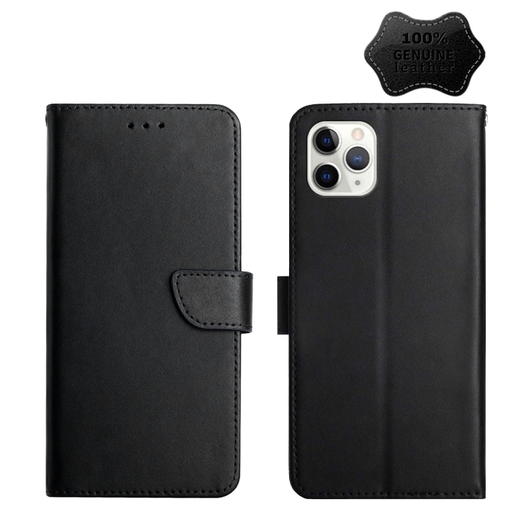 

Genuine Leather Fingerprint-proof Horizontal Flip Phone Case For iPhone 11 Pro Max(Black)