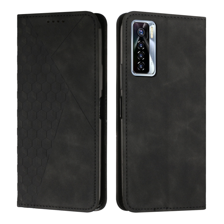 

For Tecno Camon 17P / 17 Pro Diamond Splicing Skin Feel Magnetic Leather Phone Case(Black)