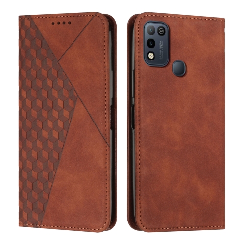 

For Infinix Hot 11 Play/10 Play/Smart 5 2021 Diamond Splicing Skin Feel Magnetic Leather Phone Case(Brown)