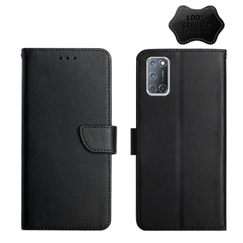 

For OPPO A52/A72/A92 Genuine Leather Fingerprint-proof Horizontal Flip Phone Case(Black)