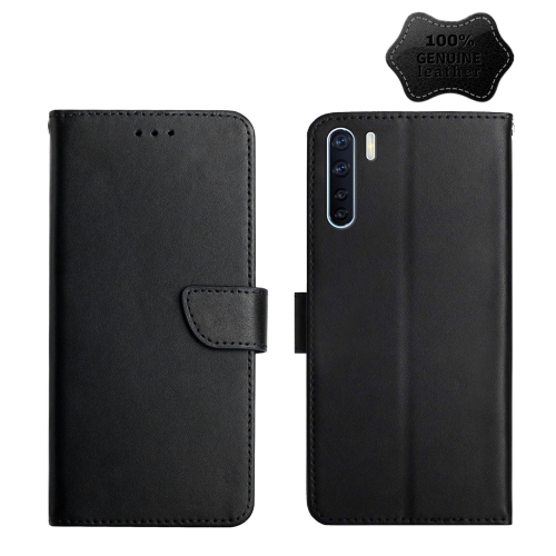 

For OPPO A91 Genuine Leather Fingerprint-proof Horizontal Flip Phone Case(Black)