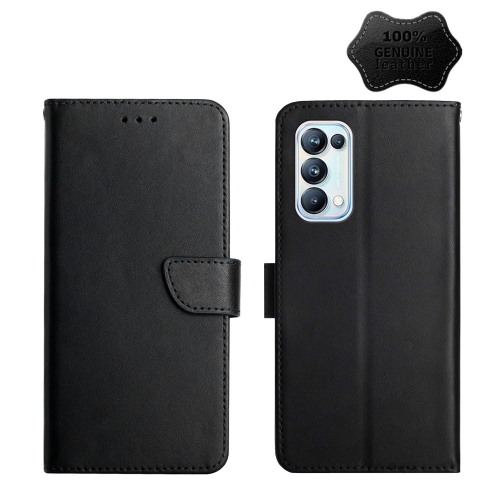 

For OPPO Reno5 Pro Genuine Leather Fingerprint-proof Horizontal Flip Phone Case(Black)