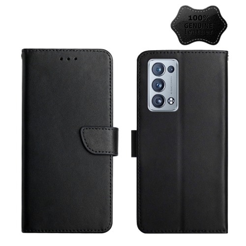 

For OPPO Reno6 Pro+ Genuine Leather Fingerprint-proof Horizontal Flip Phone Case(Black)