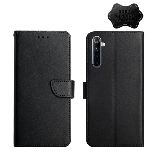 

For OPPO Realme 6 Genuine Leather Fingerprint-proof Horizontal Flip Phone Case(Black)