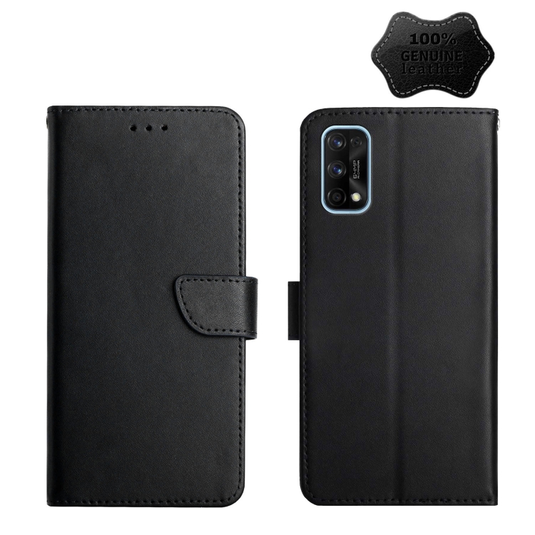 

For OPPO Realme 7 Pro Genuine Leather Fingerprint-proof Horizontal Flip Phone Case(Black)