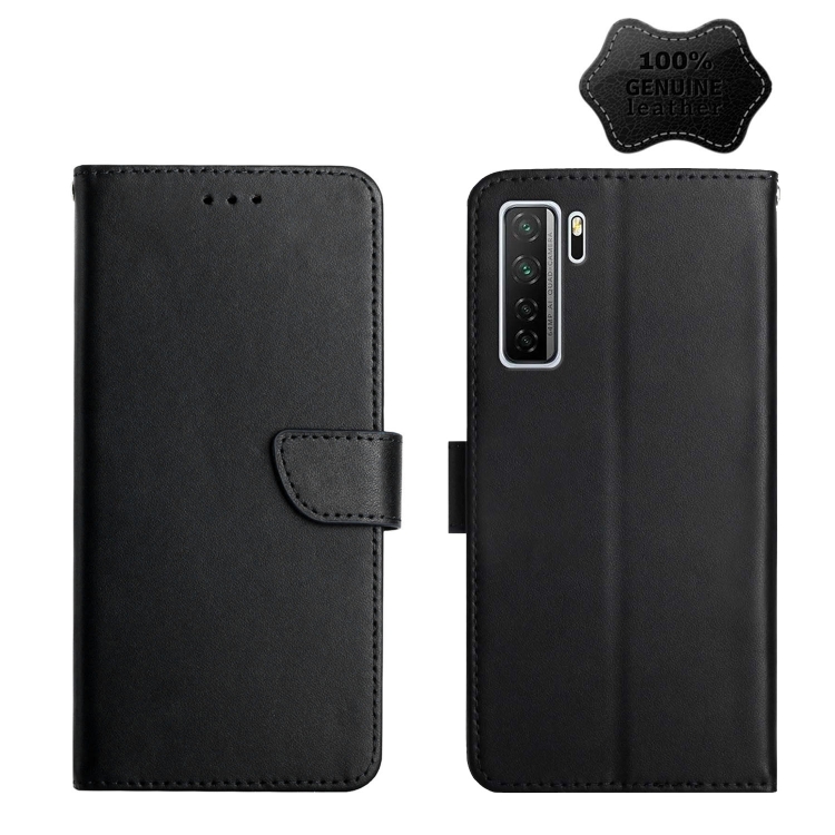 

For Huawei P40 Lite 5G Genuine Leather Fingerprint-proof Horizontal Flip Phone Case(Black)