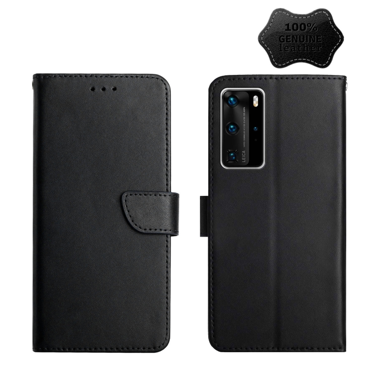 

For Huawei P40 Pro Genuine Leather Fingerprint-proof Horizontal Flip Phone Case(Black)