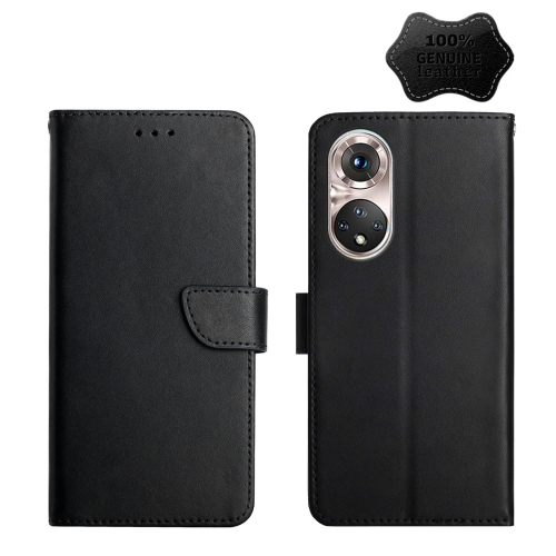 

For Huawei P50 Pro Genuine Leather Fingerprint-proof Horizontal Flip Phone Case(Black)