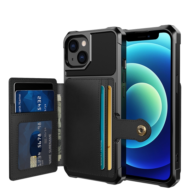 

For iPhone 13 mini Magnetic Wallet Card Bag Leather Case (Black)
