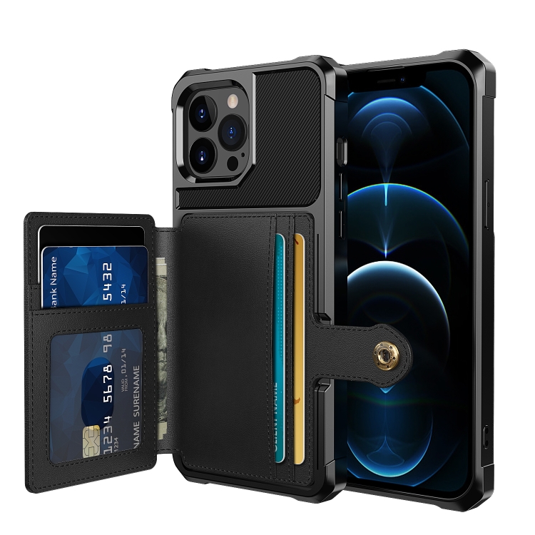 

For iPhone 13 Pro Max Magnetic Wallet Card Bag Leather Case (Black)