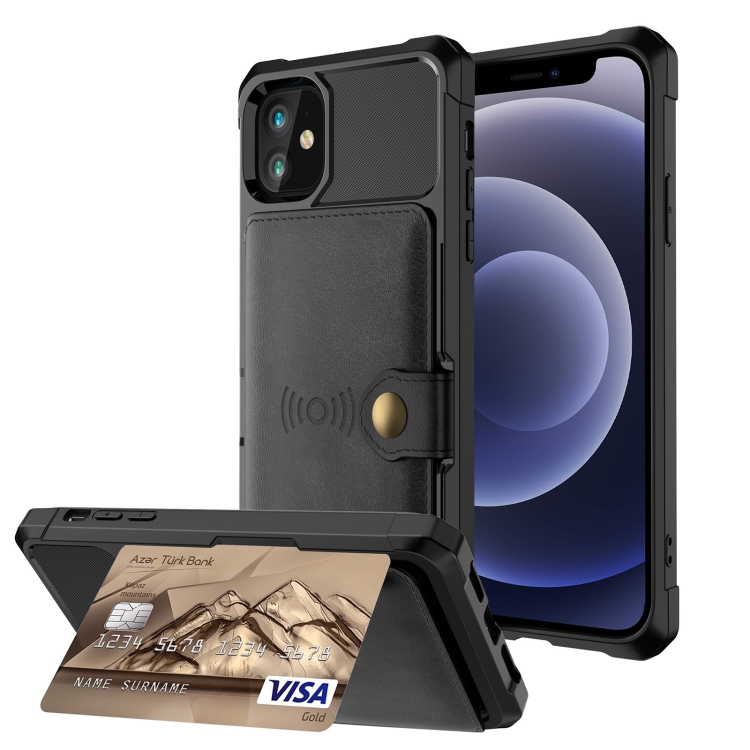 

Magnetic Wallet Card Bag Leather Case For iPhone 12 mini(Black)