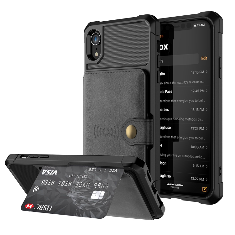 

For iPhone XR Magnetic Wallet Card Bag Leather Case(Black)