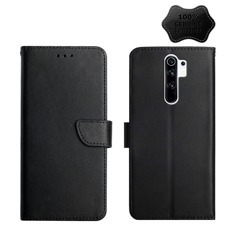 

For Xiaomi Redmi 9 Genuine Leather Fingerprint-proof Horizontal Flip Phone Case(Black)