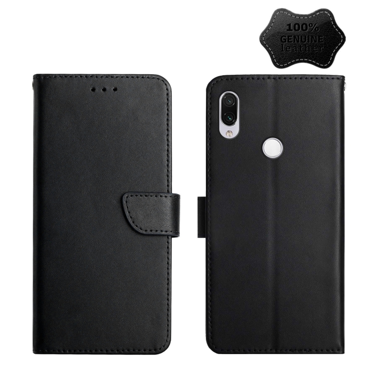 

For Xiaomi Redmi Note 7 Genuine Leather Fingerprint-proof Horizontal Flip Phone Case(Black)