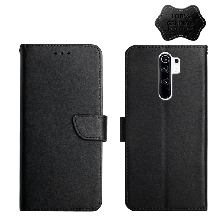 

For Xiaomi Redmi Note 8 Pro Genuine Leather Fingerprint-proof Horizontal Flip Phone Case(Black)