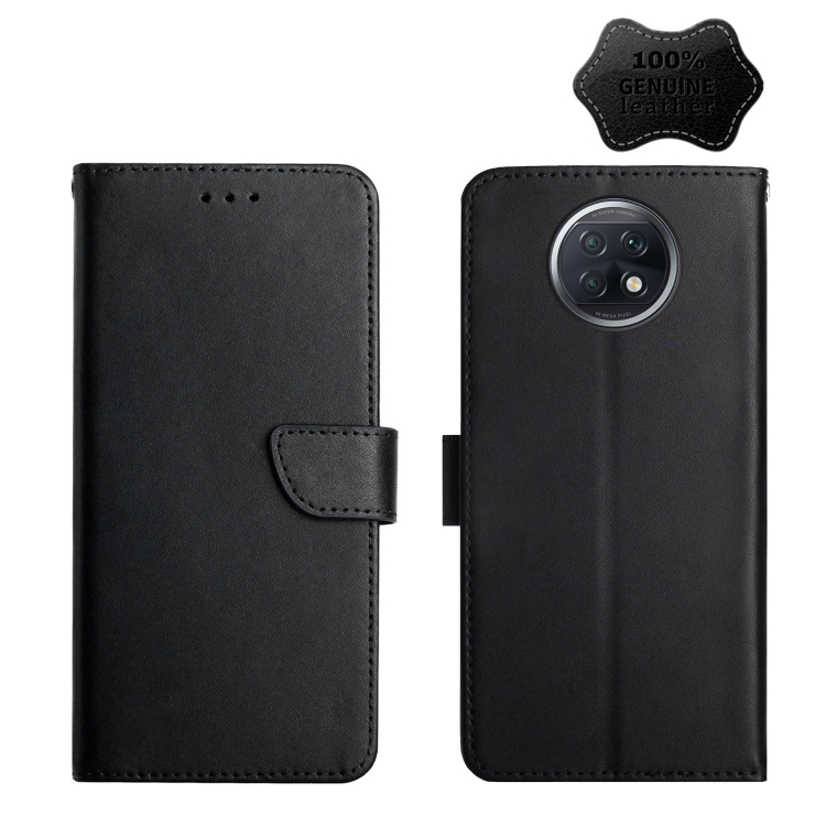 

For Xiaomi Redmi Note 9 5G Genuine Leather Fingerprint-proof Horizontal Flip Phone Case(Black)