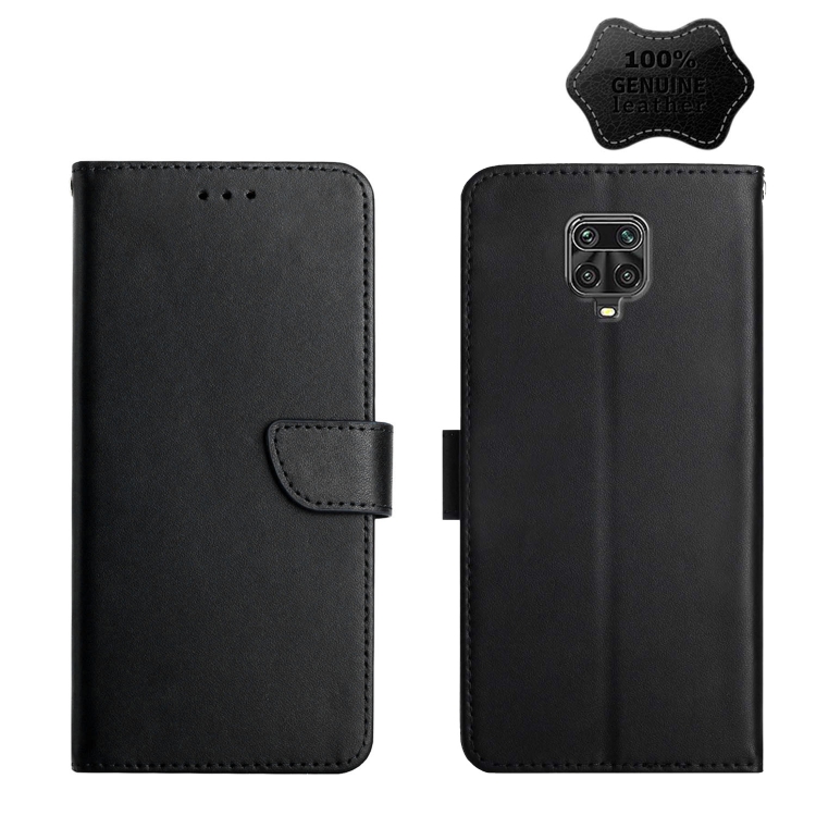 

For Xiaomi Redmi Note 9 Pro Genuine Leather Fingerprint-proof Horizontal Flip Phone Case(Black)