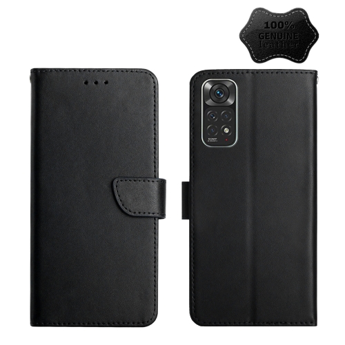 

For Xiaomi Redmi Note 11 Global Genuine Leather Fingerprint-proof Horizontal Flip Phone Case(Black)