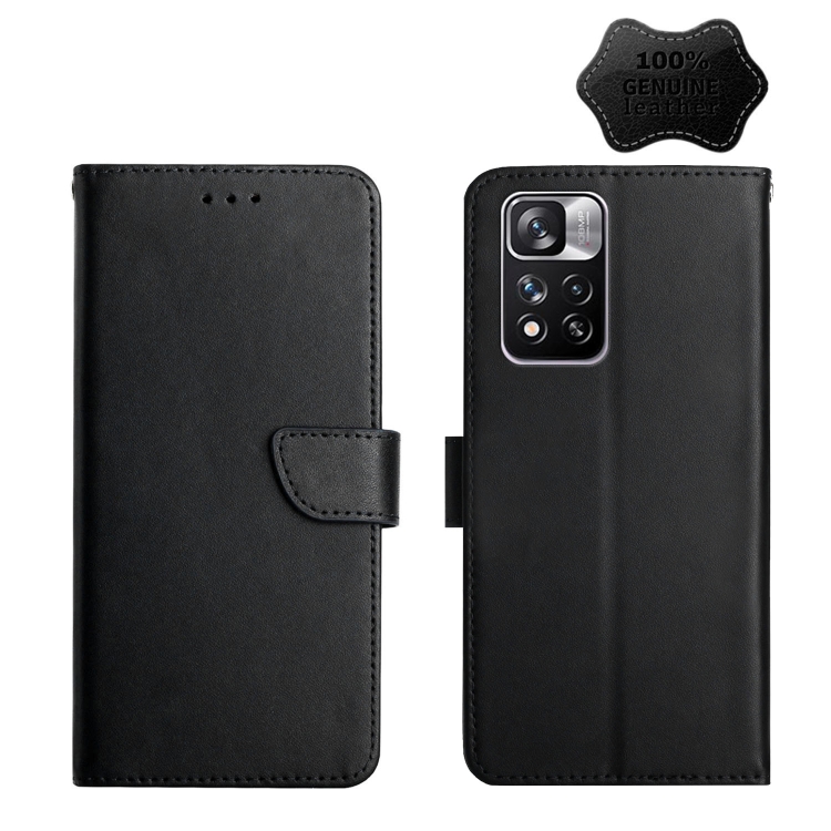 

For Xiaomi Redmi Note 11 Pro Genuine Leather Fingerprint-proof Horizontal Flip Phone Case(Black)